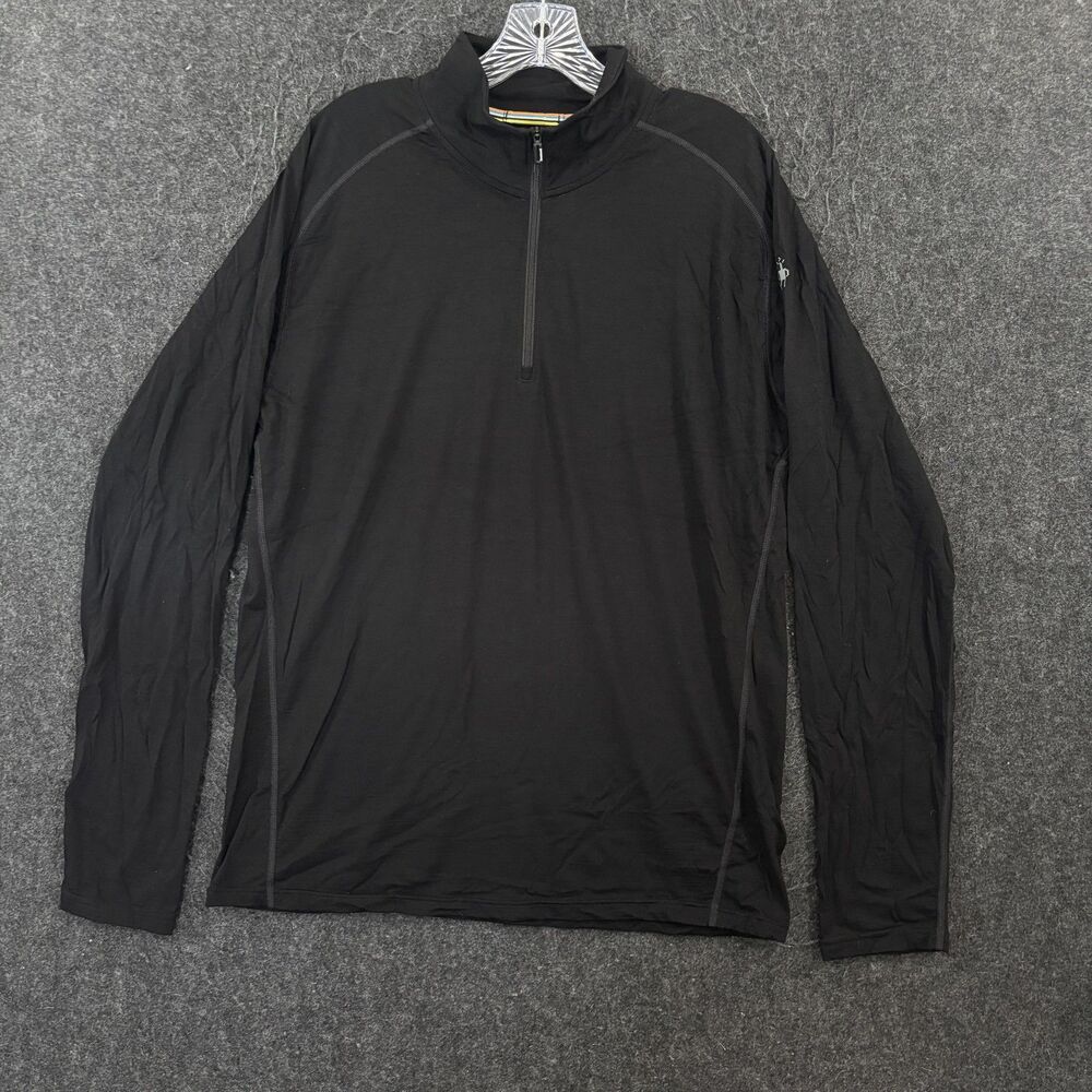 Smartwool Merino 150 Pullover Mens Large Black 1/4 Zip Baselayer Sweater Soft
